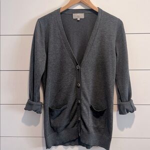 Joan Vass Long pocketed Cardigan with toggle closure